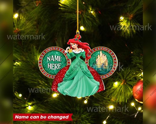 Discover Ariel Princes Custom Name Christmas Ornament | Disney Princess Characters Acrylic Ornament | Christmas Gifts For Kid.