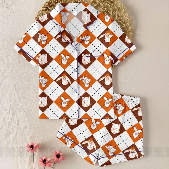 Mickey Friends Checkered Argyle Unisex Pajamas Set