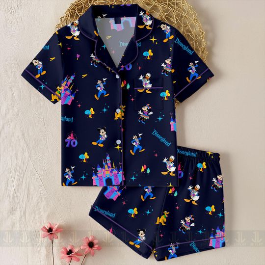 Disneyland 70th Anniversary Mickey Friends Unisex Pajamas Set