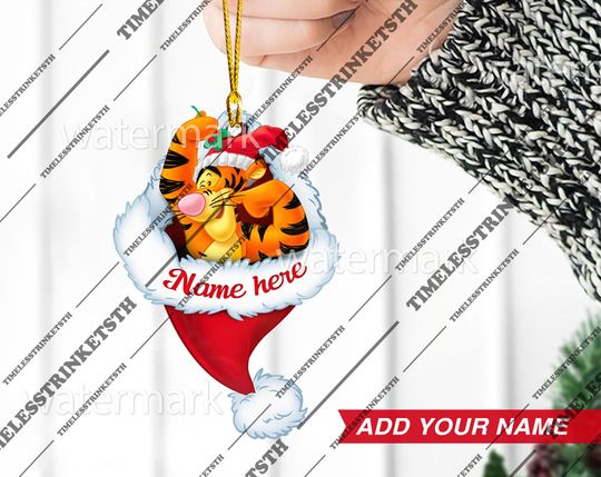 Tigger Custom Name Christmas Ornament | Winnie The Pooh Characters Acrylic Ornament | Disneyland Personalized Family Ornament.