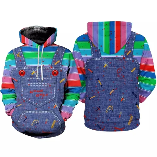Chucky Costume Hoodie, Child's Play Horror Halloween Adult Kid Cosplay Outfits