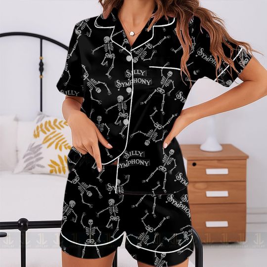 Skeleton Dancing Unisex Pajamas Set, Disney Christmas Pajamas