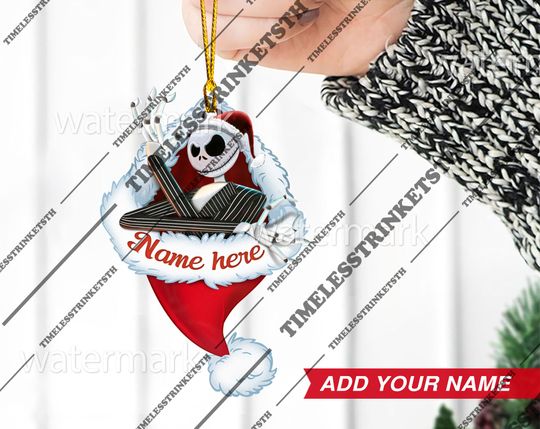 Jack Skellington Custom Name Christmas Ornament | The Nightmare Before Christmas Acrylic Ornament | Disneyland Personalized Family Ornament.