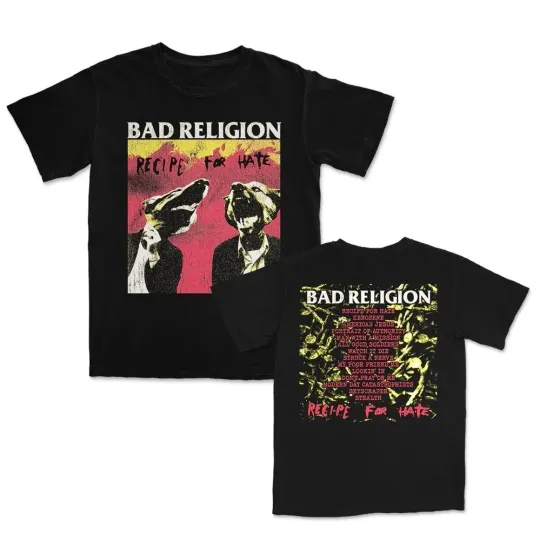 Discover Bad Religions Recipe For Hate Tracklist T-Shirt - World Tour 2025