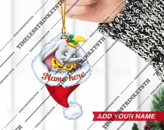 Discover Dumbo Custom Name Christmas Ornament | Disney Characters Acrylic Ornament | Disneyland Personalized Family Ornament.