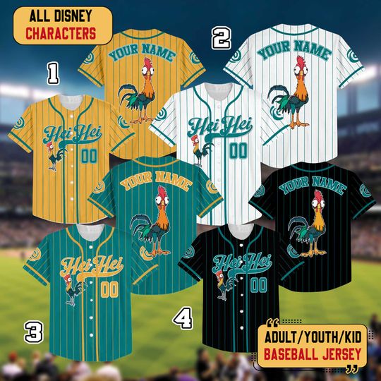 Discover Personalized Disney Hei Hei Moana Baseball Jersey, Moana Princess Jersey, Family Trip Matching Shirt, Birthday Gift for Kids