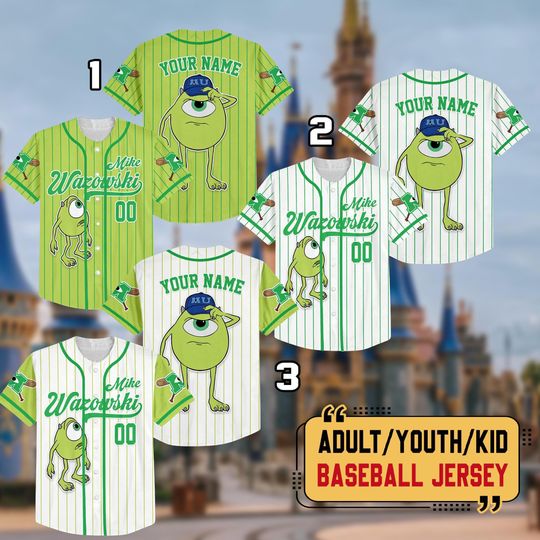 Discover Personalized Disney Monster Inc James Mike Simple Baseball Jersey, Baseball Team Jersey, Gift For Disney Fans, Disney Trip