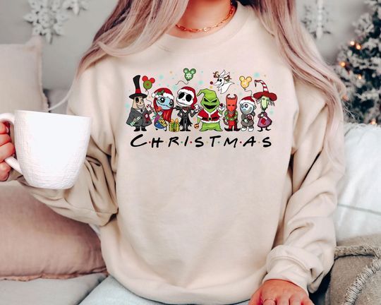 Discover Retro Nightmare Before Christmas Sweatshirt | Vintage Disney Holiday Shirt 2025 | Friends Inspired Christmas Crewneck