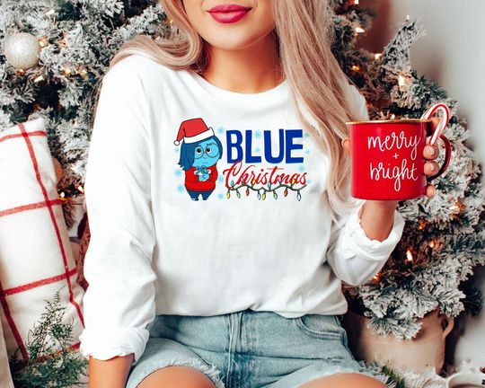Discover Inside Out Sadness Christmas Shirt | Blue Christmas Disney Pixar Tee | Funny Holiday Top 2025 | Retro Family Matching Xmas Gift
