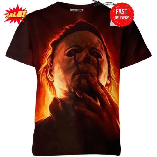 Michael Myers Burning Rage Halloween T-Shirt, Horror Movie 3D T-Shirt