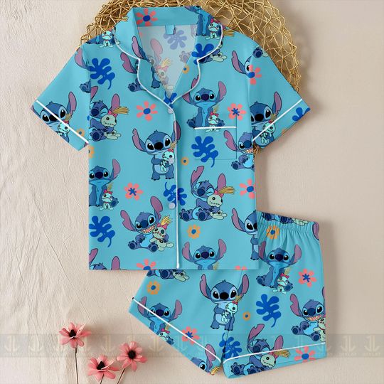 Stitch Ohaha Unisex Pajamas Set, Spooky Season Pajamas