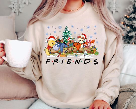 Discover Vintage Winnie the Pooh Friends Christmas Shirt 2025 | Retro Disney Holiday Sweatshirt | Piglet Tigger Eeyore Tee