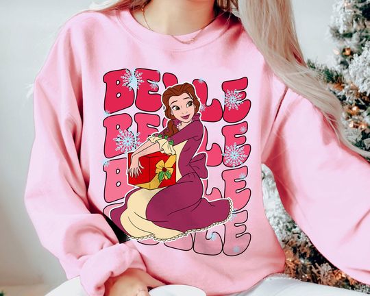 Discover Belle Christmas Sweatshirt | Retro Disney Princess Holiday Shirt | Vintage Family Matching Tee 2025