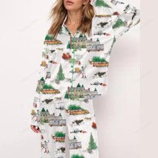 Discover Lamp00s Christmas Satin Pajama Set, Silky Holiday PJs, Cozy Christmas Sleepwear, Funny Festive Movie Gift for Her