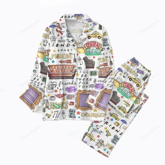 Discover Holiday Pajama Set  Retro TV Inspired Christmas Sleepwear, Matching Satin Pajamas, Cozy Loungewear Gift for Women