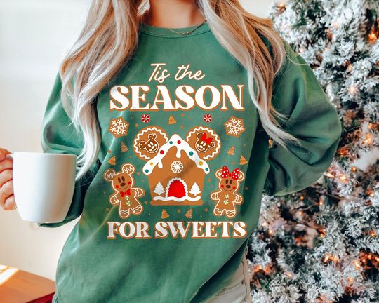 Discover Vintage Tis The Season For Sweets Gingerbread Disney Shirt 2025 | Retro Holiday Sweatshirt | Christmas Family Matching Tee