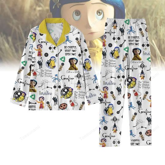 Spooky Halloween Pajama Set  Gothic Doll Inspired Sleepwear, Creepy Cozy Nightwear Gift