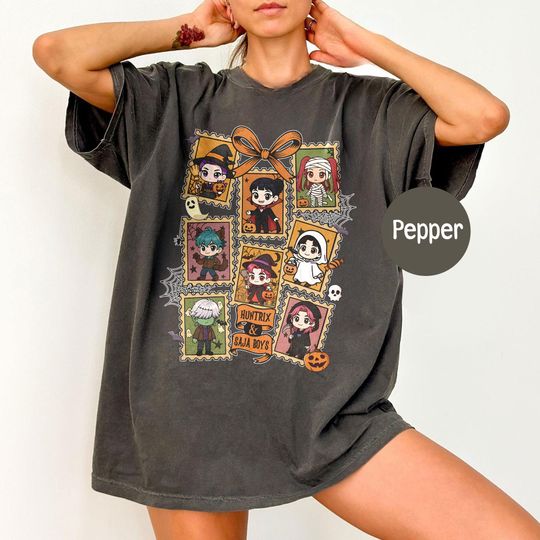 Discover Kpop Demon Hunters Halloween Chibi Shirt, Huntrix Kpop Shirt, Huntrix Girl Group Shirt, Kpop Demon Hunters Merch, Kpop Demon Halloween Tee