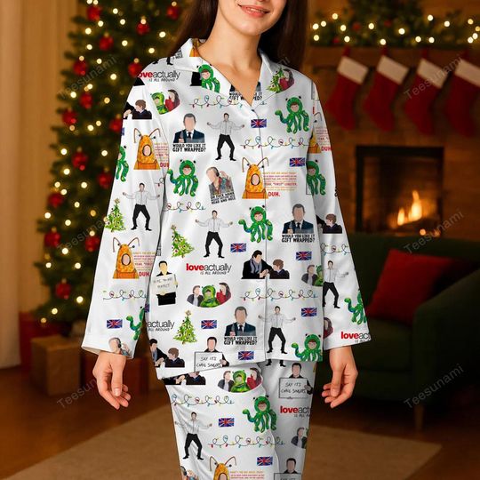 Christmas Pajama Set L0ve Actually | Family Matching Xmas PJs | Holiday Sleepwear Gift