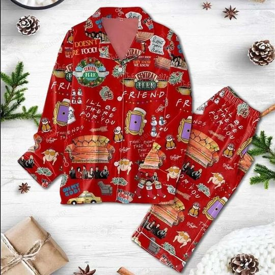 Discover Cozy Thick Pajama Set  Winter Warm Sleepwear, Retro Sitcom Inspired Nightwear Gift
