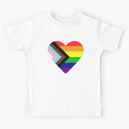 Discover Progress Pride Flag Heart Kids T-Shirt