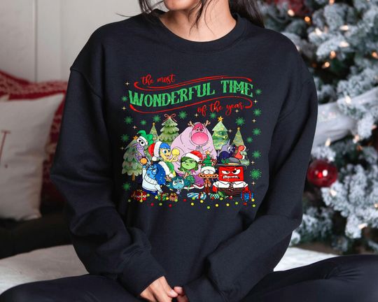 Discover Vintage Toy Story Inside Out Christmas Shirt 2025 | The Most Wonderful Time Holiday Sweatshirt | Disney Pixar Tee