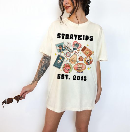 Discover Stray Kids Domin Ate Cute Chibi Tour Shirt, Domin Ate World Tour Merch, Stray Kid Bangchan, Changbin, Felix, Lee Know, Stray Kids Shirt, SKZ