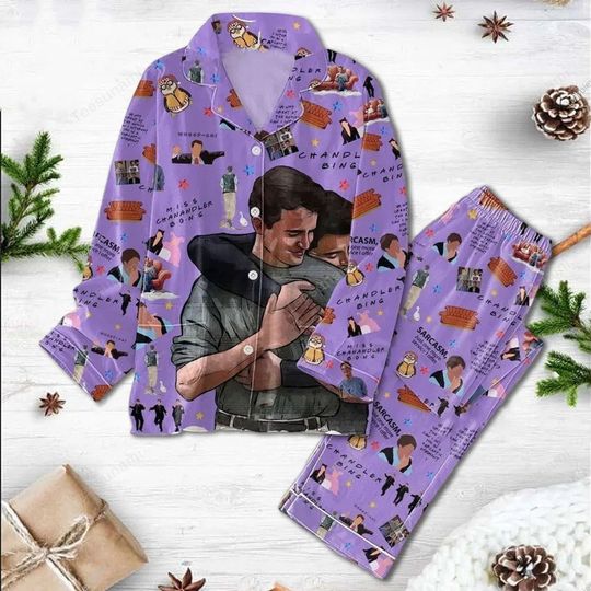 Retro Sitcom Pajama Set  90s TV Show Inspired Sleepwear, Funny Cozy Nightwear Gift