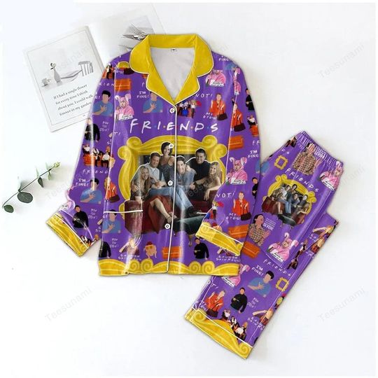 Retro TV Show Pajama Set  90s Sitcom Inspired Sleepwear, Funny Cozy Nightwear Gift