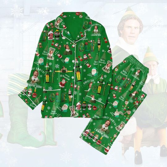 Discover Funny Elf Christmas Pajama Set  Festive Holiday Sleepwear, Cozy Matching Family Loungewear Gift