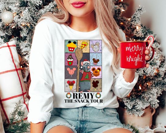 Discover Remy Snack Tour Christmas Sweatshirt | Retro Ratatouille Disney Holiday Shirt | Vintage Family Matching Tee 2025