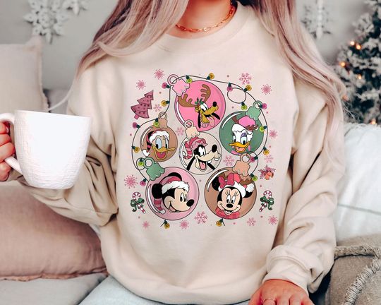 Discover Mickey and Friends Christmas Ornament Sweatshirt | Retro Disney Holiday Shirt | Vintage Family Matching Tee 2025
