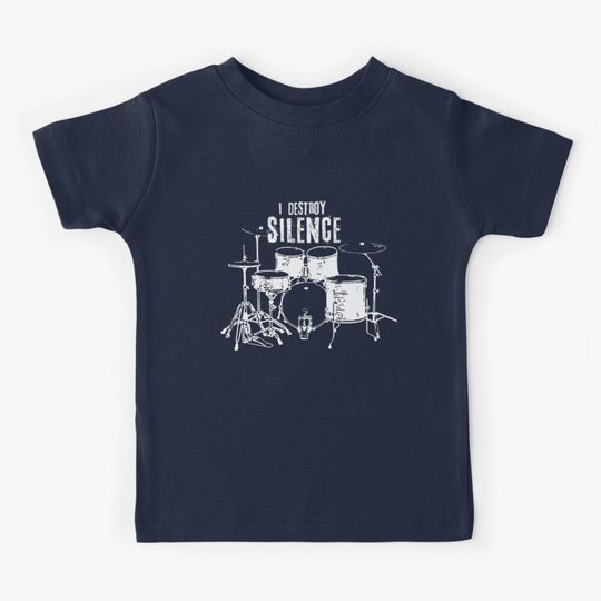 Discover I Destroy Silence Drummer Kids T-Shirt