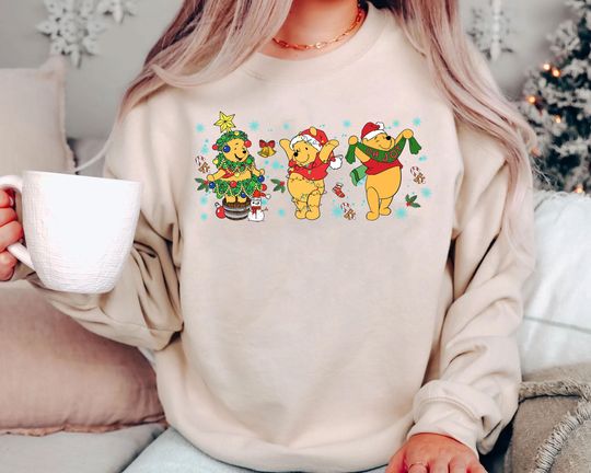 Discover Winnie the Pooh Christmas Sweatshirt | Retro Disney Holiday Shirt | Vintage Family Matching Tee 2025