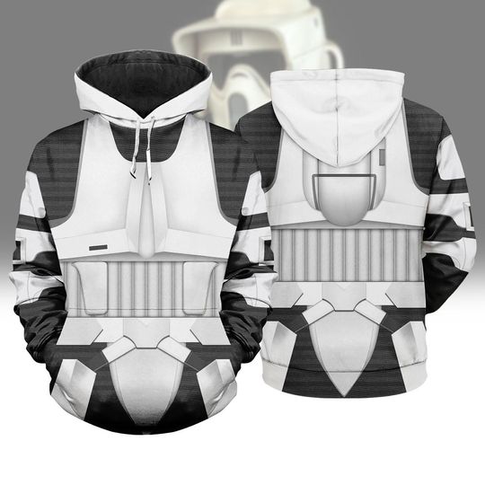 Discover Biker Scout Armor Cosplay 3D Hoodie, Star Wars Costume Top, Halloween Unisex Tshirt, Starwars Robot Sweatshirt Men, Galaxy's Edge Shirt