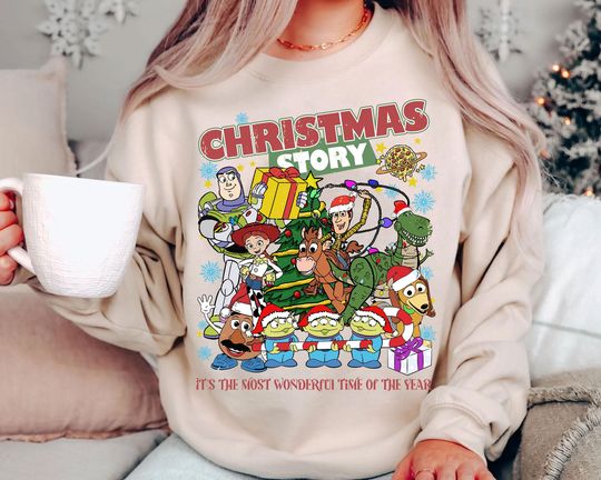 Discover Vintage Toy Story Christmas Story Shirt 2025 | Woody Buzz Jessie Holiday Disney Sweatshirt | Retro Pixar Xmas Tee