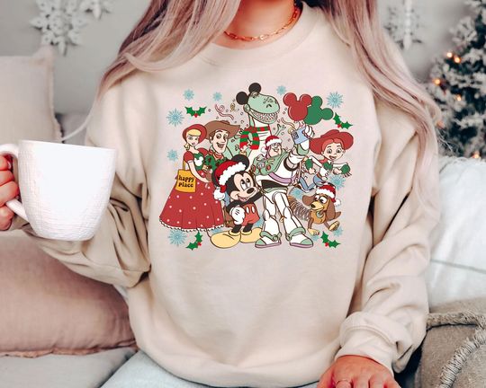 Discover Vintage Toy Story Mickey Christmas Shirt 2025 | Woody Buzz Jessie Holiday Disney Sweatshirt | Retro Pixar Xmas Tee
