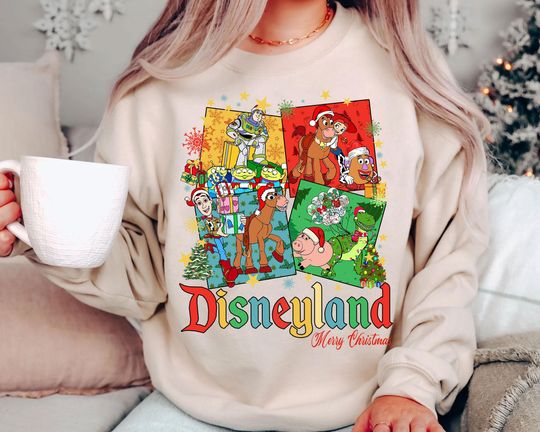 Discover Vintage Toy Story Disneyland Christmas Shirt 2025 | Retro Pixar Holiday Sweatshirt | Disney Family Matching Xmas Tee
