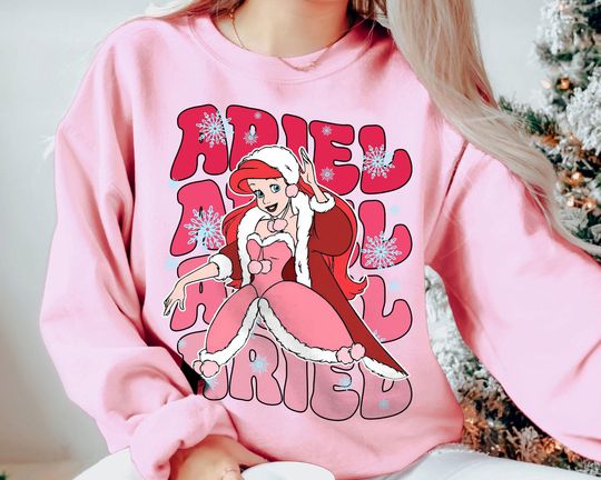 Discover Ariel Christmas Sweatshirt | Retro Disney Princess Holiday Shirt | Vintage Family Matching Tee 2025