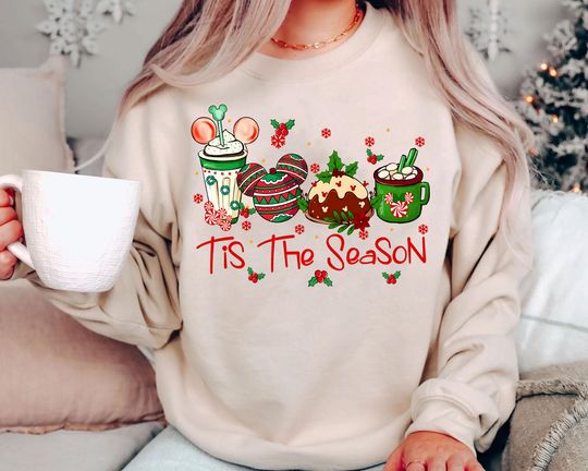 Discover Vintage Tis The Season Disney Christmas Shirt 2025 | Retro Holiday Sweatshirt | Disney Trip Family Matching Tee