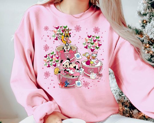 Discover Mickey and Friends Hot Cocoa Sweatshirt | Retro Disney Christmas Shirt | Vintage Family Matching Tee 2025