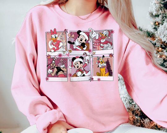 Discover Mickey and Friends Polaroid Christmas Sweatshirt | Retro Disney Holiday Shirt | Vintage Family Matching Tee 2025