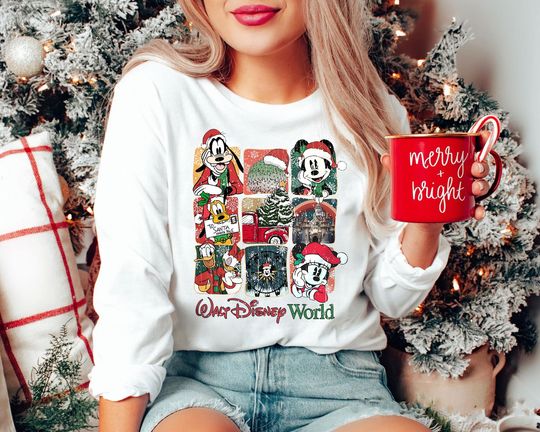 Discover Vintage Walt Disney World Mickeys Very Merry Christmas Shirt 2025 | Retro Holiday Sweatshirt | Disney Xmas Tee
