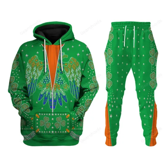 Celebrating the King: Elvis Presley Green - Costume Cosplay Hoodie Sweatshirt