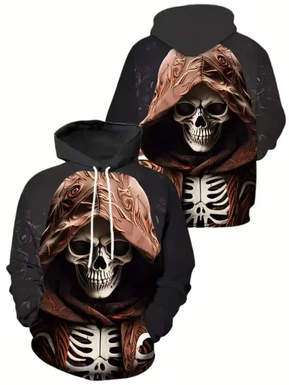Discover 3D Skull Print, Halloween Party All Over Print Hoodie