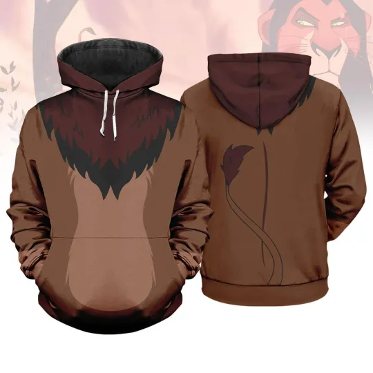 Discover Scar Costume Hoodie, Lion King Villain 3D Tshirt, Halloween Cosplay Sweatshirt