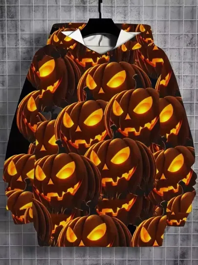 Discover 3D Jack O’Lantern Hoodie – Halloween Pumpkin Graphic Sweatshirt Unisex
