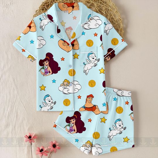 Discover Megara Hercules Zero To Hero Unisex Satin Pajamas Set, Spooky Season Pajamas , Long Sleeve And Short Styles