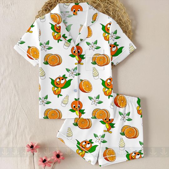 Discover Orange Bird Unisex Satin Pajamas Set, Spooky Season Pajamas , Long Sleeve And Short Styles