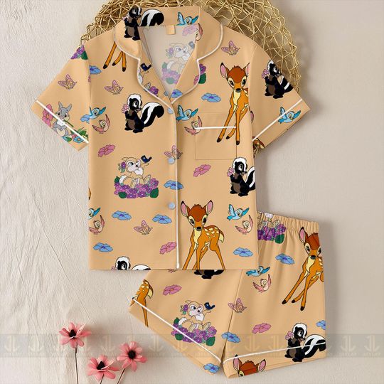 Discover Thumper Bambi Unisex Satin Pajamas Set, Spooky Season Pajamas , Long Sleeve And Short Styles